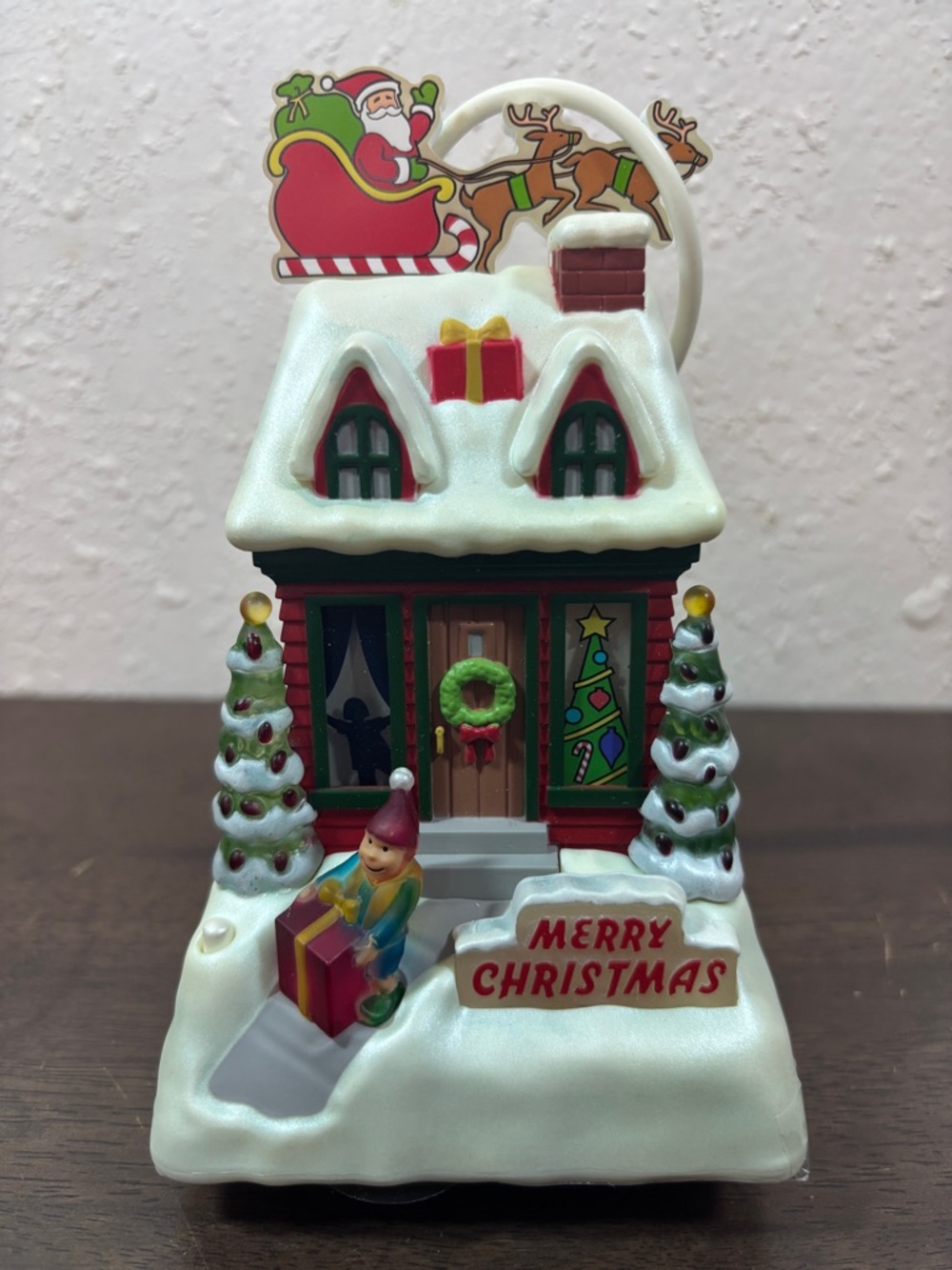 Hallmark White, Red & Green Snowy Cottage Music and Lights